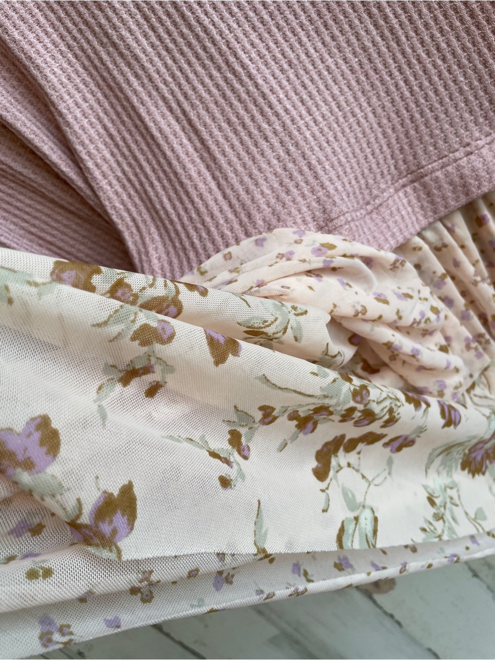 Free People Opposite Attraction Mini Dress Tunic Dusty Mauve Floral Ruffle SZ S - Picture 10 of 15